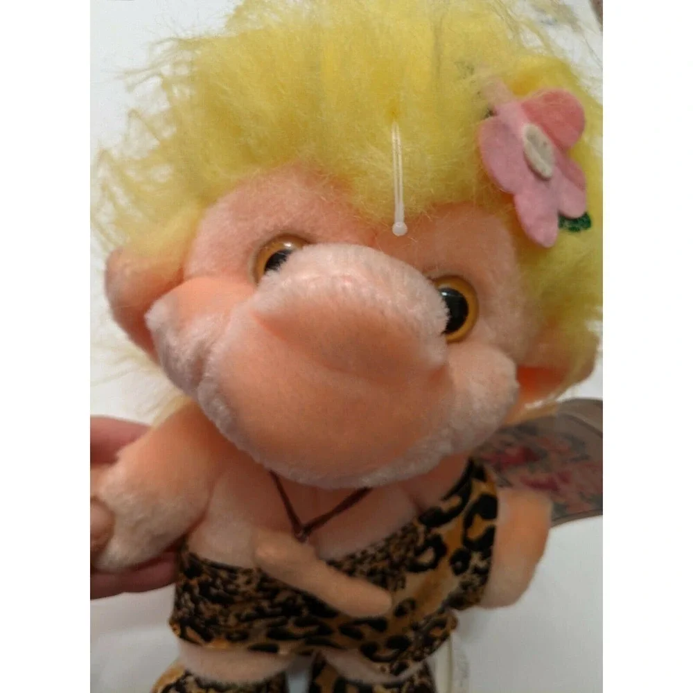 Vintage 90s 1992 Trolio Trolls Doll Cavegirl Plush Troll